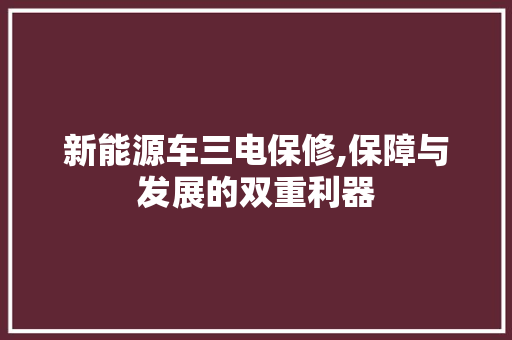 新能源车三电保修,保障与发展的双重利器
