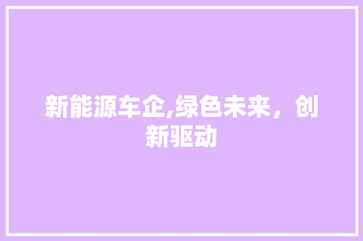 新能源车企,绿色未来，创新驱动 汽车展览