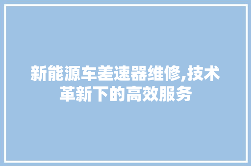 新能源车差速器维修,技术革新下的高效服务 车联网技术