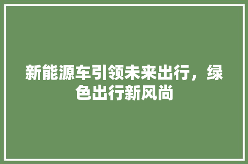 新能源车引领未来出行，绿色出行新风尚