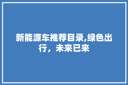 新能源车推荐目录,绿色出行，未来已来