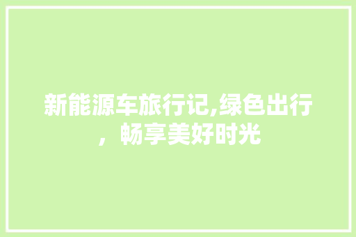 新能源车旅行记,绿色出行，畅享美好时光
