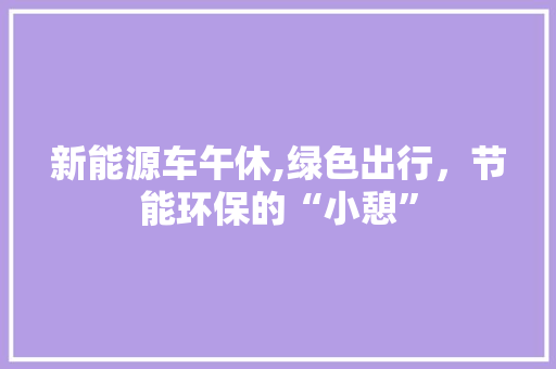 新能源车午休,绿色出行，节能环保的“小憩” 汽车展览