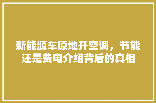 新能源车原地开空调，节能还是费电介绍背后的真相