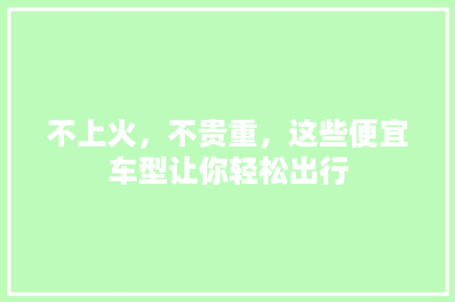 不上火，不贵重，这些便宜车型让你轻松出行