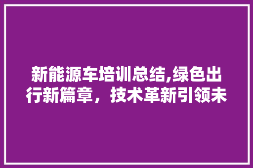 新能源车培训总结,绿色出行新篇章，技术革新引领未来