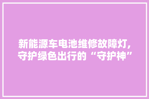 新能源车电池维修故障灯,守护绿色出行的“守护神” 车载导航