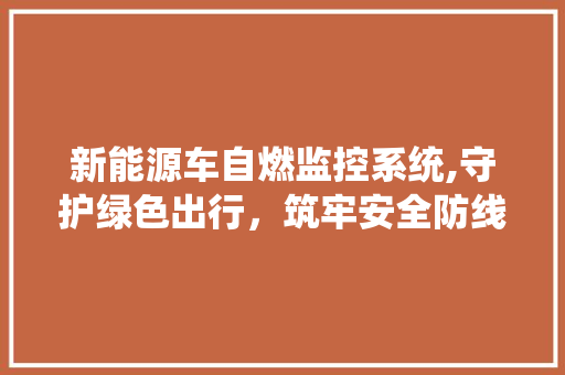 新能源车自燃监控系统,守护绿色出行，筑牢安全防线 汽车展览