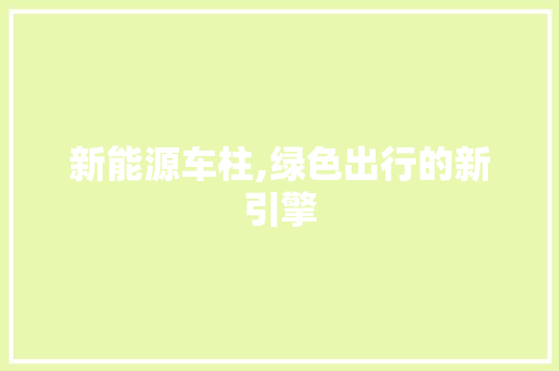 新能源车柱,绿色出行的新引擎 车载导航