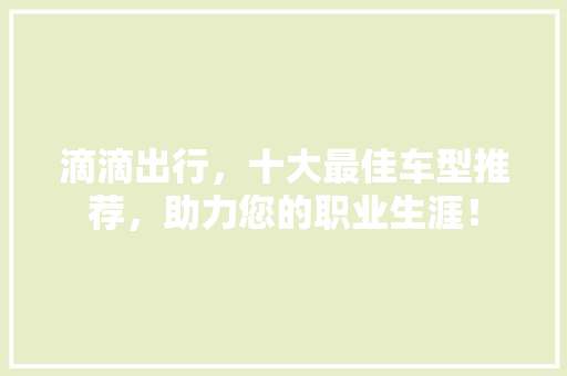 滴滴出行，十大最佳车型推荐，助力您的职业生涯！