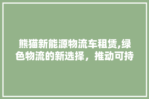 熊猫新能源物流车租赁,绿色物流的新选择，推动可持续发展