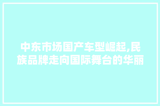 中东市场国产车型崛起,民族品牌走向国际舞台的华丽蜕变