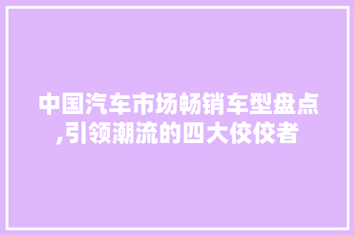 中国汽车市场畅销车型盘点,引领潮流的四大佼佼者