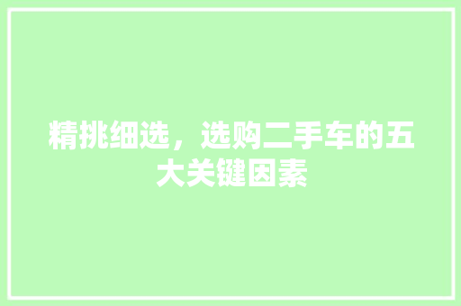 精挑细选，选购二手车的五大关键因素