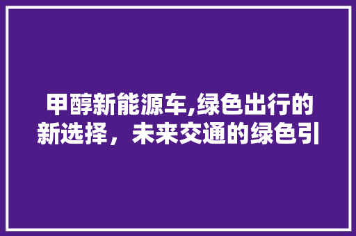 甲醇新能源车,绿色出行的新选择，未来交通的绿色引擎