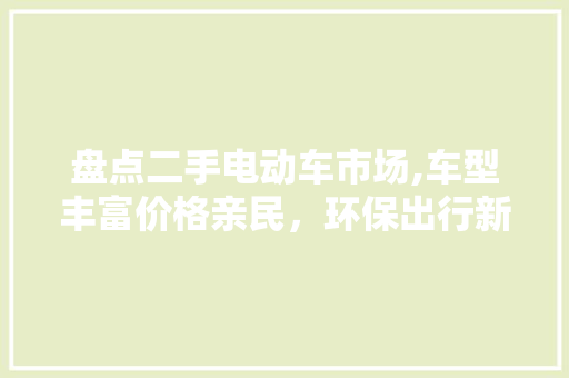 盘点二手电动车市场,车型丰富价格亲民，环保出行新选择