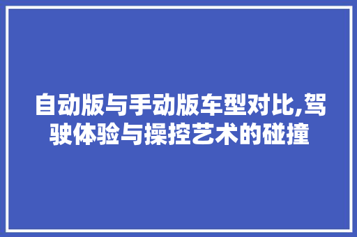 自动版与手动版车型对比,驾驶体验与操控艺术的碰撞 车联网技术