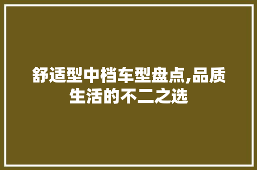 舒适型中档车型盘点,品质生活的不二之选 汽车保养