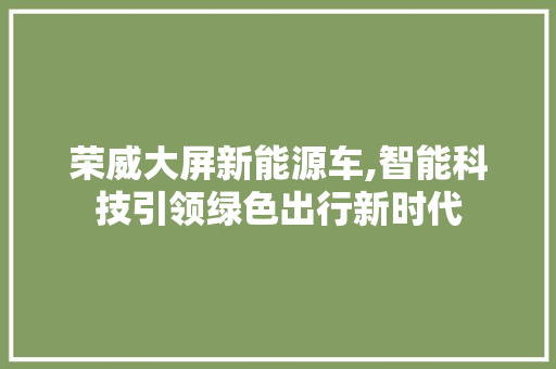 荣威大屏新能源车,智能科技引领绿色出行新时代