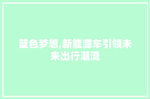 蓝色梦想,新能源车引领未来出行潮流 自动驾驶