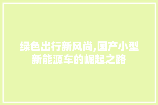 绿色出行新风尚,国产小型新能源车的崛起之路 汽车轮胎