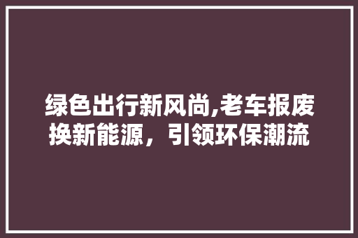 绿色出行新风尚,老车报废换新能源，引领环保潮流 汽车配件