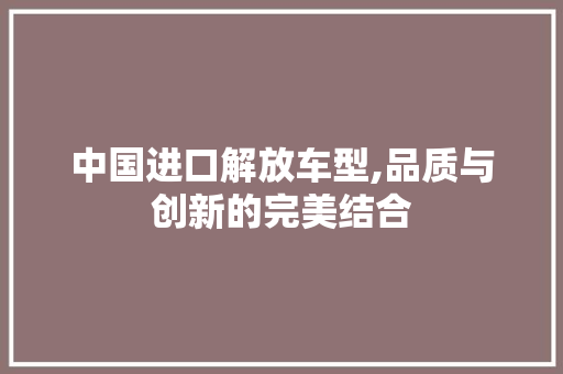 中国进口解放车型,品质与创新的完美结合