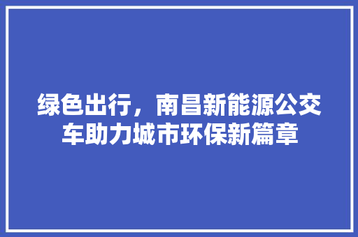 绿色出行，南昌新能源公交车助力城市环保新篇章