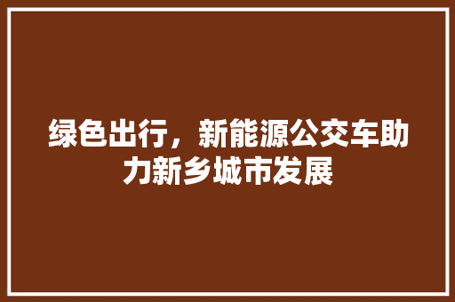 绿色出行，新能源公交车助力新乡城市发展