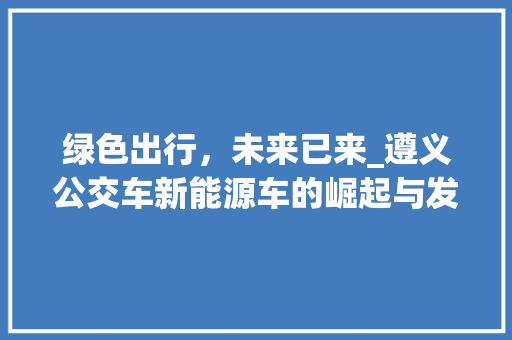 绿色出行，未来已来_遵义公交车新能源车的崛起与发展