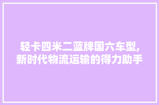 轻卡四米二蓝牌国六车型,新时代物流运输的得力助手