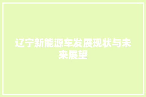 辽宁新能源车发展现状与未来展望 智能驾驶