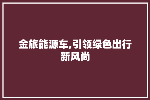 金旅能源车,引领绿色出行新风尚