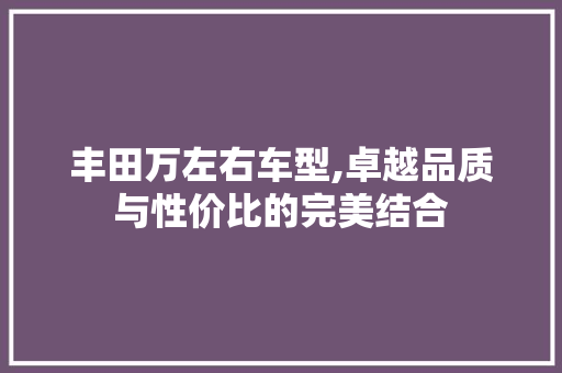 丰田万左右车型,卓越品质与性价比的完美结合