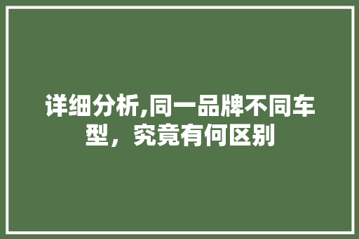 详细分析,同一品牌不同车型，究竟有何区别