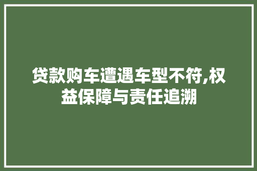 贷款购车遭遇车型不符,权益保障与责任追溯 车型评测