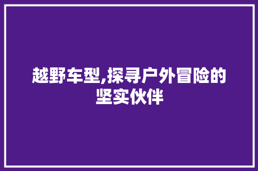 越野车型,探寻户外冒险的坚实伙伴 自动驾驶