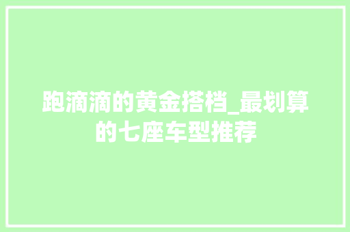 跑滴滴的黄金搭档_最划算的七座车型推荐