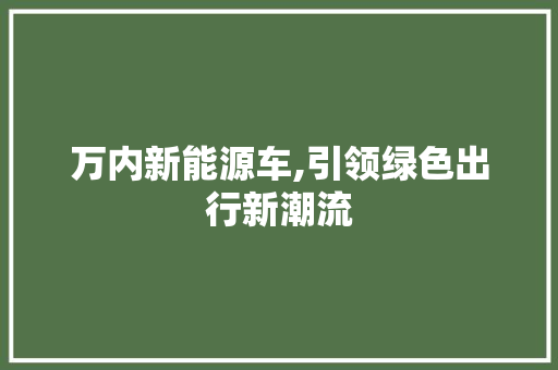 万内新能源车,引领绿色出行新潮流