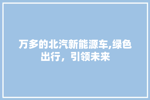 万多的北汽新能源车,绿色出行，引领未来