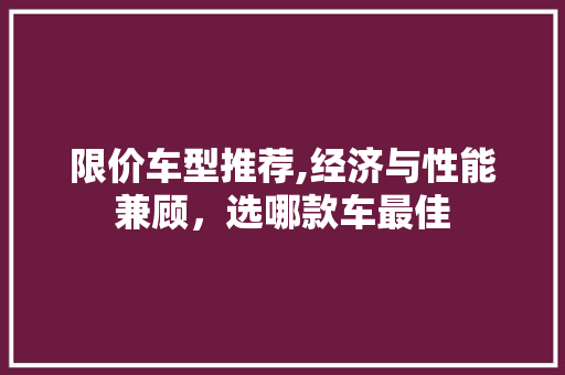 限价车型推荐,经济与性能兼顾，选哪款车最佳