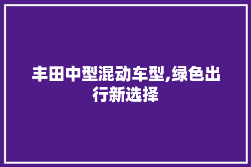 丰田中型混动车型,绿色出行新选择