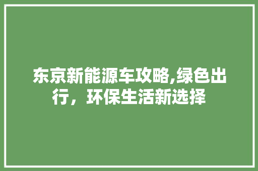东京新能源车攻略,绿色出行，环保生活新选择