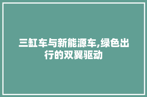 三缸车与新能源车,绿色出行的双翼驱动