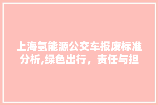 上海氢能源公交车报废标准分析,绿色出行，责任与担当