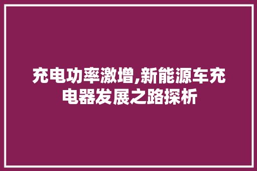 充电功率激增,新能源车充电器发展之路探析