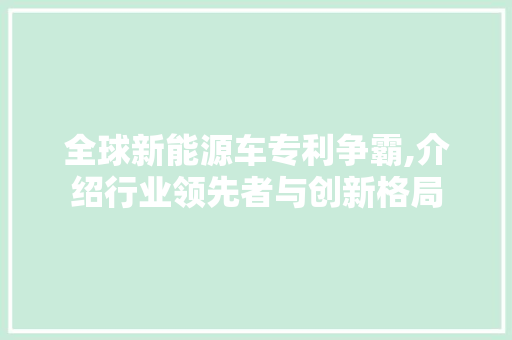 全球新能源车专利争霸,介绍行业领先者与创新格局