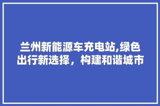兰州新能源车充电站,绿色出行新选择，构建和谐城市生态
