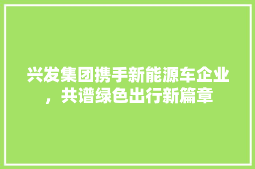 兴发集团携手新能源车企业，共谱绿色出行新篇章