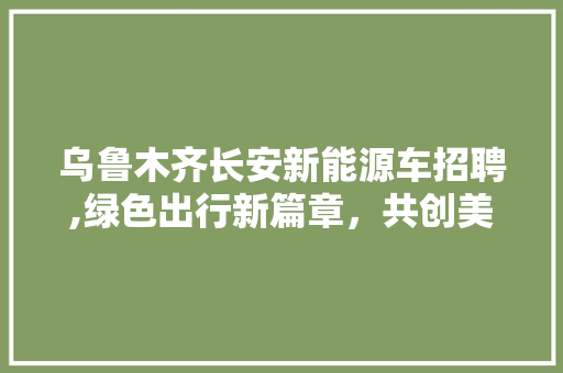 乌鲁木齐长安新能源车招聘,绿色出行新篇章，共创美好未来